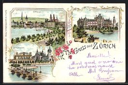 Litho Zürich, Landesmuseum, Utoquai, Al