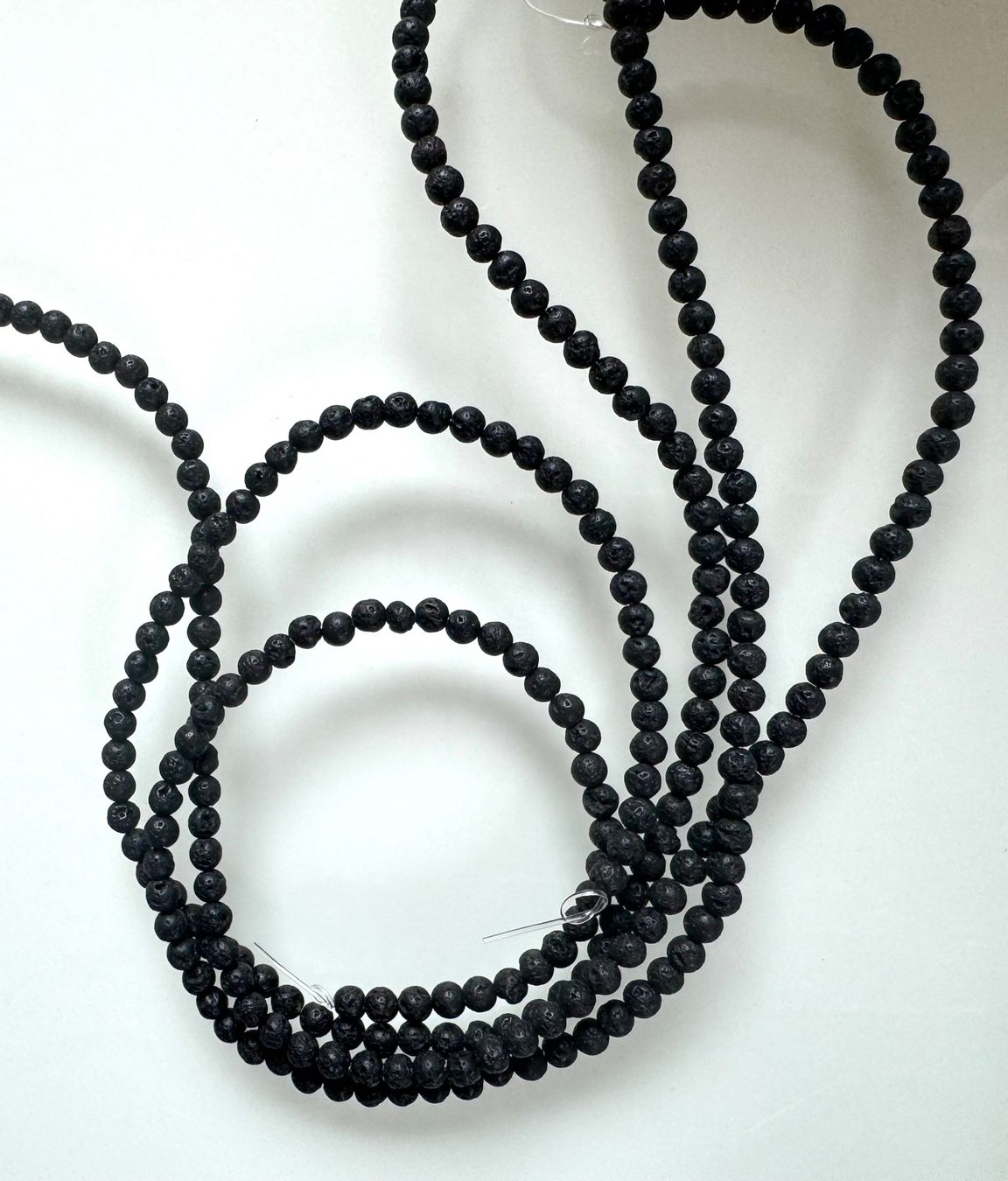 Catenine: 3 x Vulkan Stein  Lava  Strang   5mm    TOP nature – Nuovo e nell'imballaggio originale da Leuggern venduto da gemshow 9