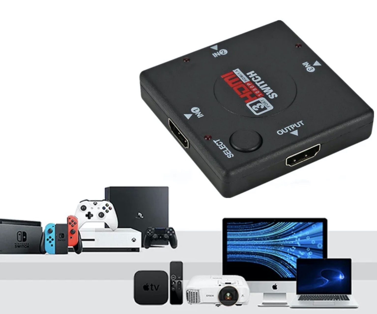Interruttori: HDMI Switch HD TV Umschalter 3 Eingänge Schalter Weiche – Nuovo e nell'imballaggio originale da meilen venduto da knoriander 1