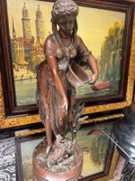 ALTE JUGENDSTIL FRAUSKULPTUR ZINKGUSS BRONZIERT