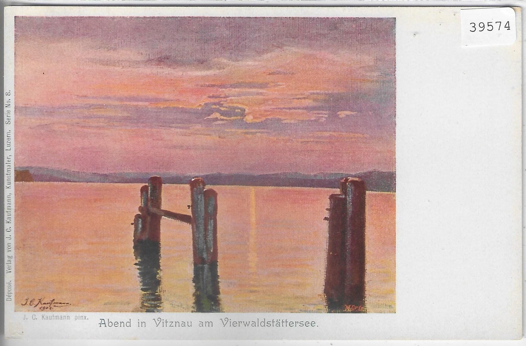 Cartoline postali: Abend in Vitznau am Vierwaldstättersee – Usato da Ettingen venduto da Kartenplanet