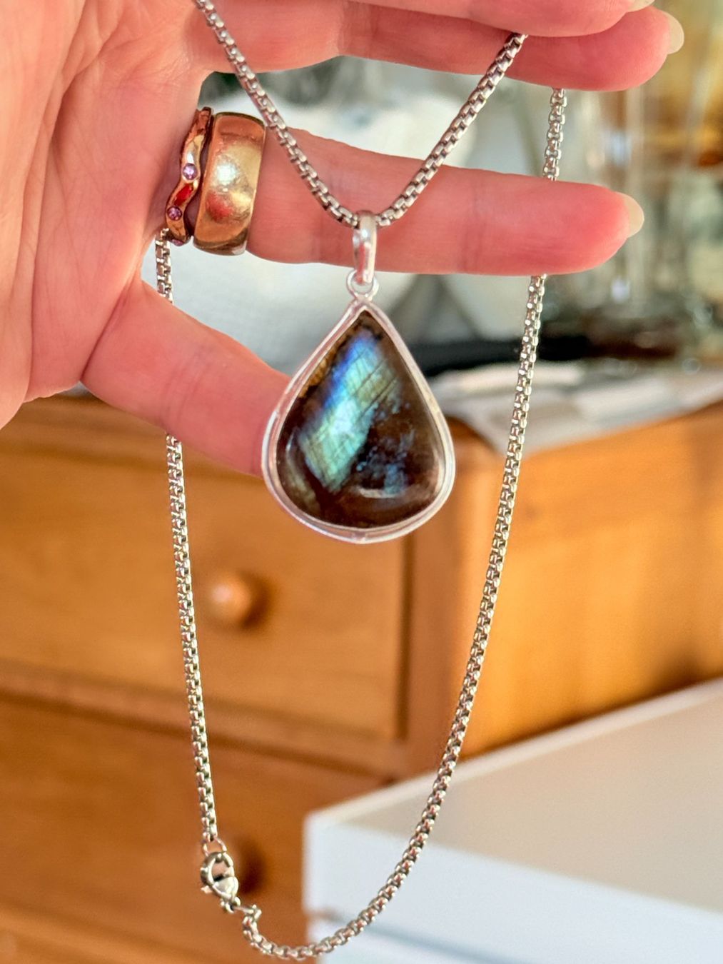 Catenine: Collier Labradorite naturelle – Nuovo e nell'imballaggio originale da Genève venduto da AGBERG 8