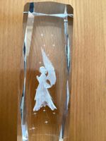 Glasblock mit Engel Gravur 3D Motiv gebraucht / Paper Weight