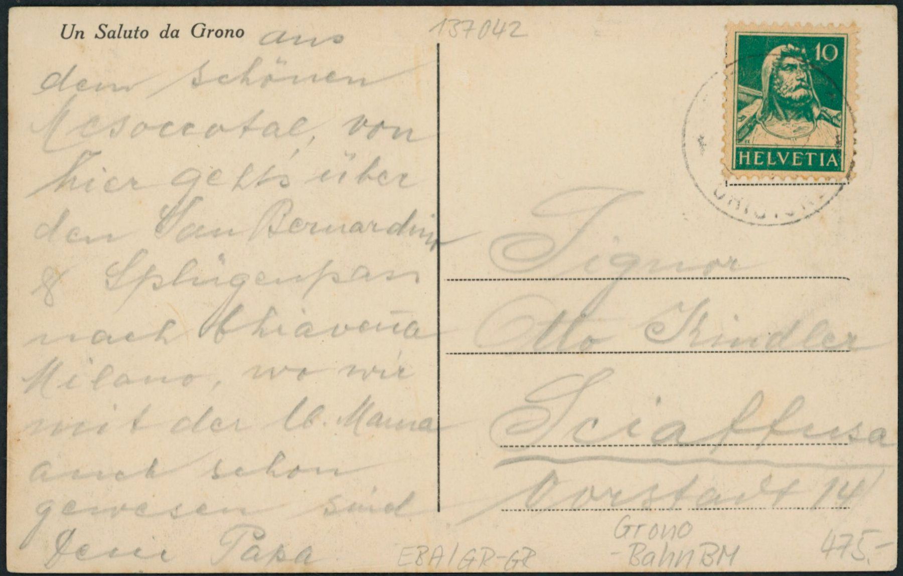 Cartes postales: GR Grono - Bahnhof - Bahn BM – D'occasion à Schindellegi par leecollect 1