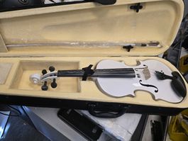 Violine 4/4 Geige weiss, ideal zum lernen inkl. Koffer