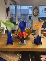 Vintage mundgeblasene Glasvase – Murano Stil – schweres Glas