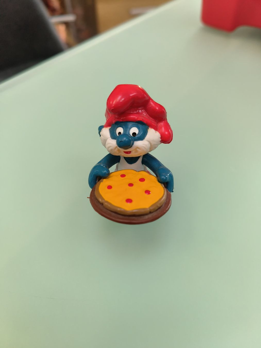 Schleich Figuren: schlumpf Schtroumpfs puffi pizza – Gebraucht aus Lignières von Sulyvan