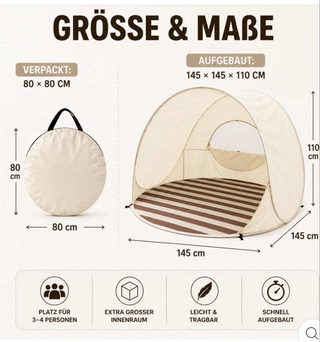Tende : Strandmuschel rot - beige ca 2 Erwachsene  – Usato da Kriens venduto da aloha19 1