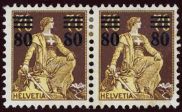 1915: 80/70 Rp. mit Abart "offene Acht" im Paar mit N.marke