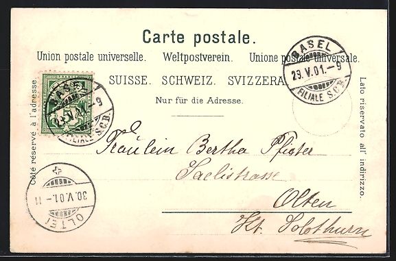 Ansichtskarten: Litho Basel, Wettsteinbrücke, Postgeb – Gebraucht aus Berlin von bartko-reher 1