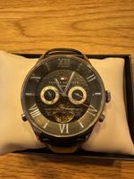 Tommy Hilfiger Herrenuhr Skelett Lederarmband