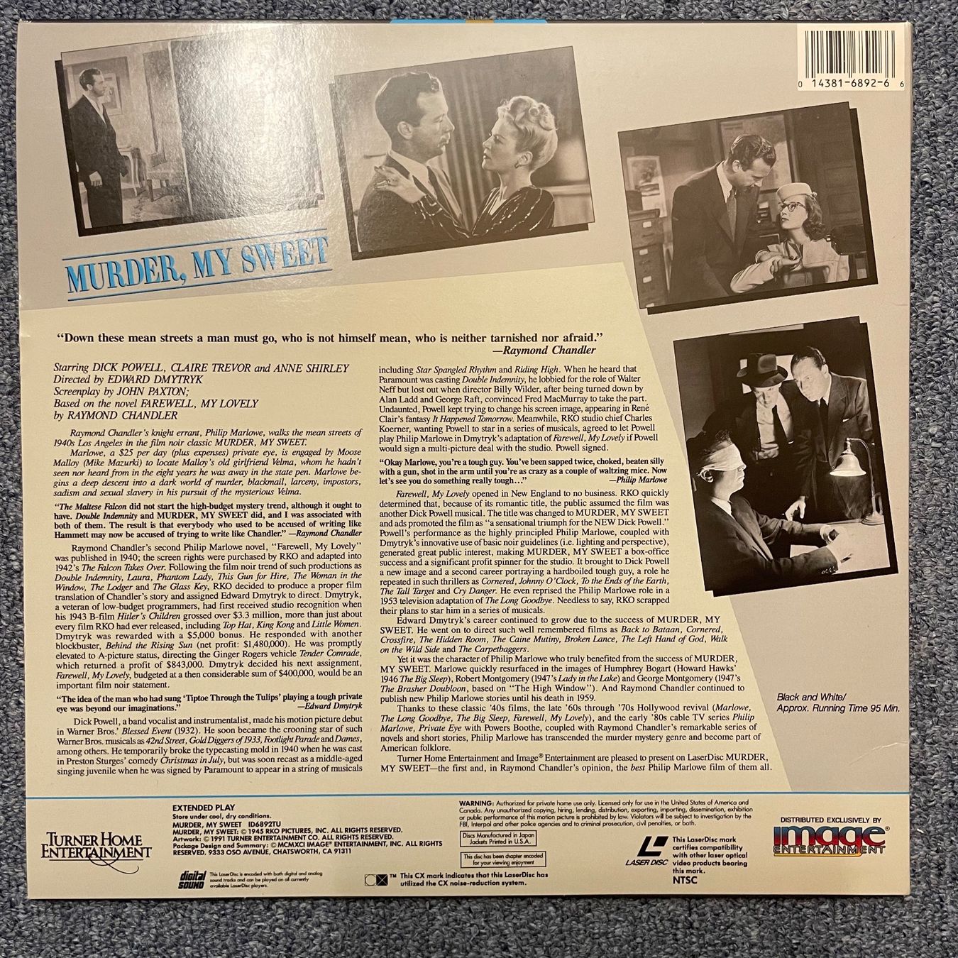 Tutti i DVDs: Murder, My Sweet - LASER DISC - Englisch Orig. – Usato da Stans venduto da Brode 1