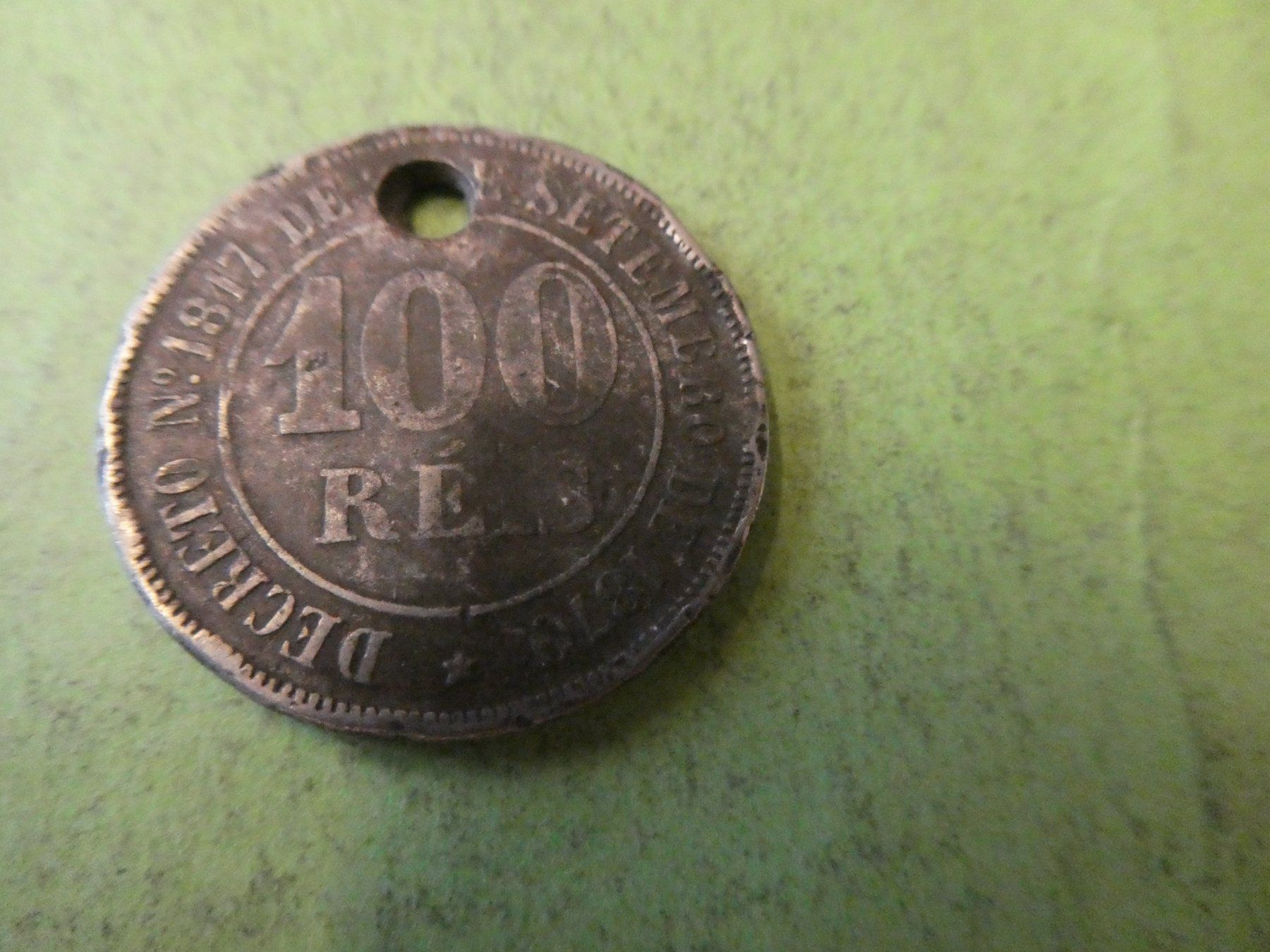 Alle Münzen: Brasilien 1870, 100 Reis – Gebraucht aus Hinterforst von Rohusri 1