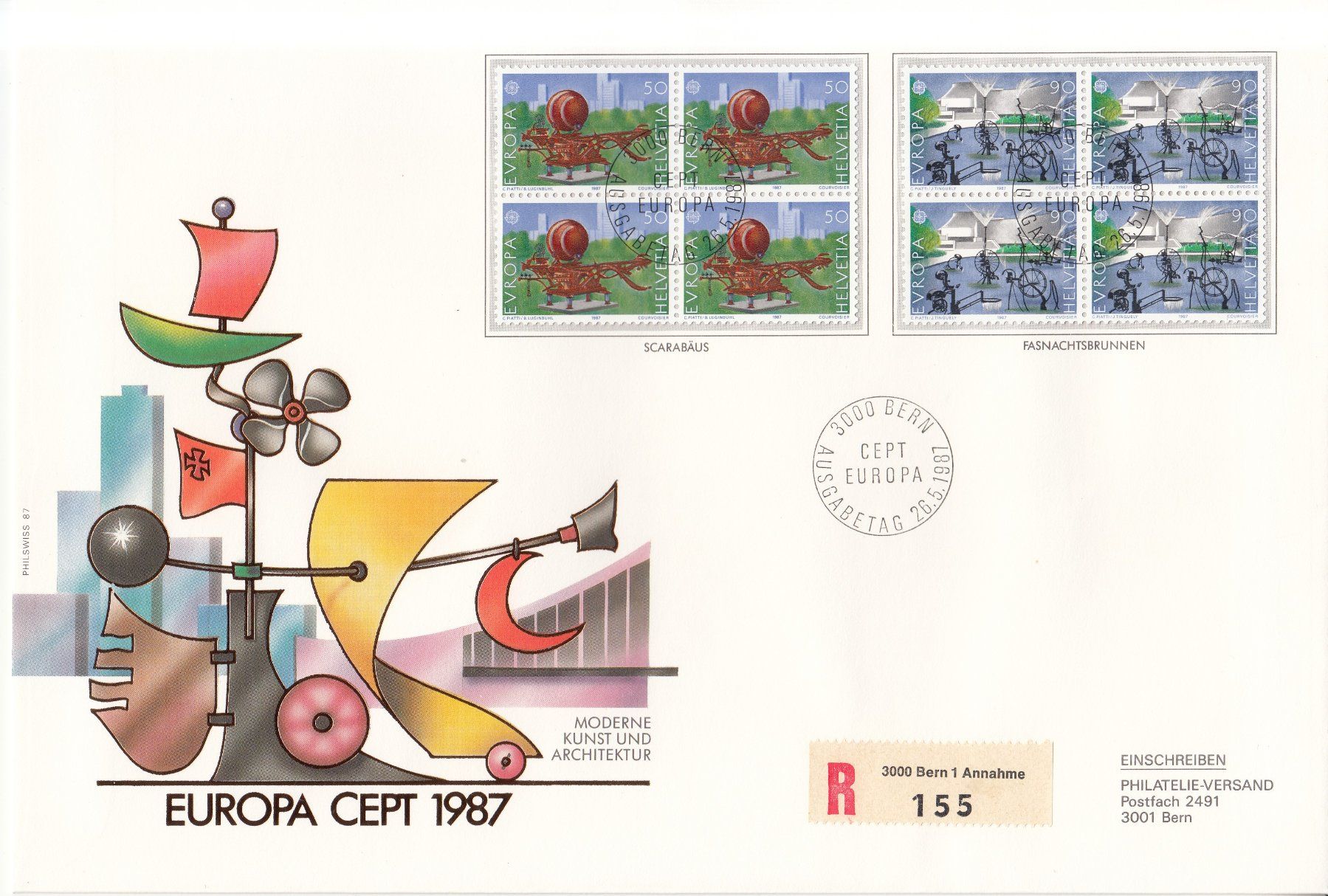 Alle Briefmarken: SBK 748 - 749 im 4er-Block FDC Grossbrief – Gebraucht aus Bürglen TG von StampGraf