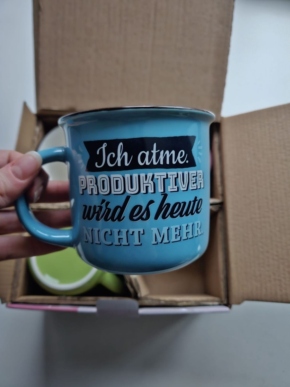 Tassen: 4er-Set Kaffeetassen mit Spruch – Neu und originalverpackt aus Schaffhausen von sabrina915 3