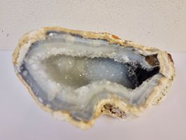 grosse ACHAT GEODE DRUSE KRISTALL 667g NATUR SKULPTUR 14x8cm