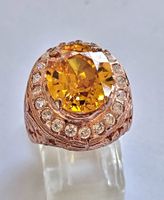 Ring mit Citrin und Zirkonia Roségold Optik Gr. 57