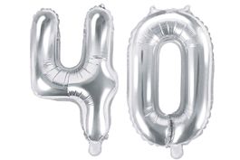 Folienballon Zahl 40. Geburtstag Silber, je 35 cm, 2-tlg Set