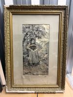 Gerahmtes Bild Schweizer Tracht um 1900 unrestauriert