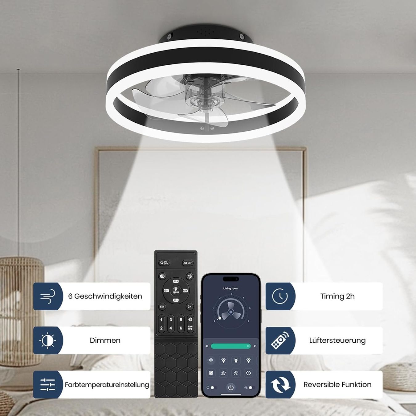 Lampadari & plafoniere: LED Deckenventilator mit Lampe dimmbar 6 Stufen – Nuovo e nell'imballaggio originale da Zürich venduto da ausverkauf50 4