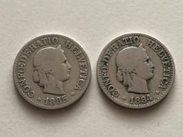 Lot mit 2 Stk. 10 Rp.   ( 1884 und 1885 )