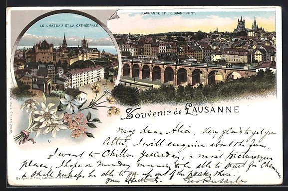 Ansichtskarten: Litho Lausanne, Le Château et la Cath – Gebraucht aus Berlin von bartko-reher