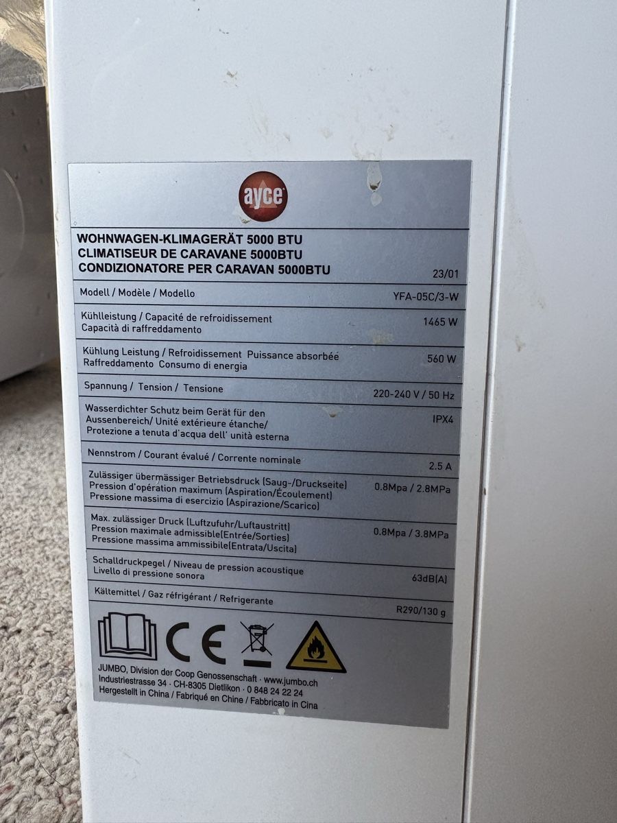Condizionatori: Ayce Caravan Klimagerät | 5000 BTU – Usato da Safenwil venduto da Jimmy710_2 3