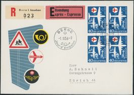 1956 - Werbemarken - Viererblock - FDC U4 ET  französisch•fr