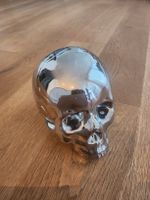 Totenkopf  Sparkasse chromfarbig (Sparschwein / Spardose)