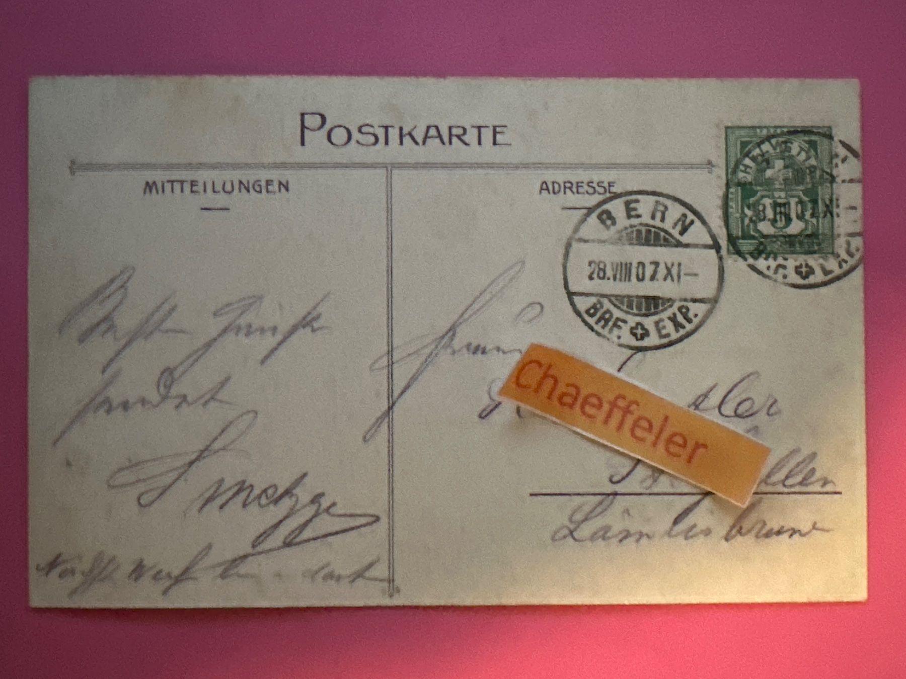 Cartoline postali: 1907 Kornkhauskeller Bern – Usato da Zürich venduto da Chaeffeler 1