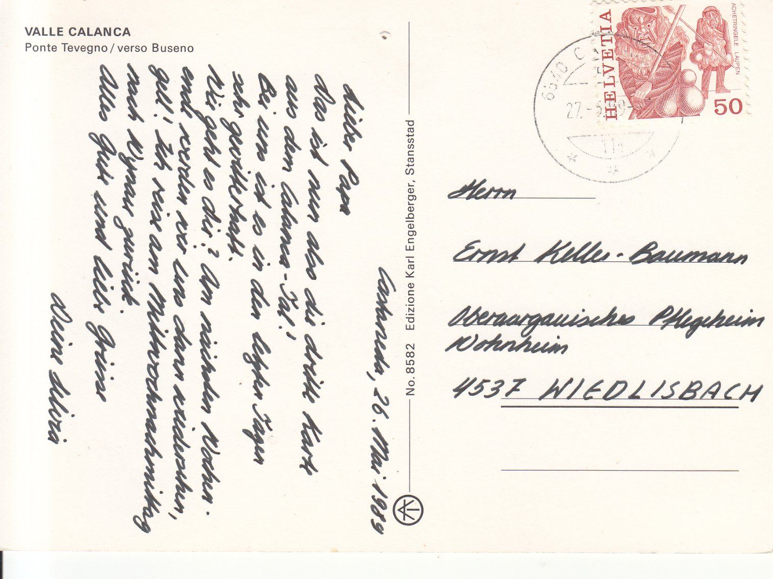 Ansichtskarten: Valle Calanca 1989 – Gebraucht aus Bürglen TG von StampGraf 1