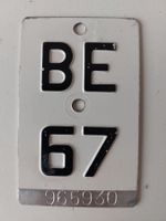 Velonummer BE 67 weiss Mofanummer plaque Mofa