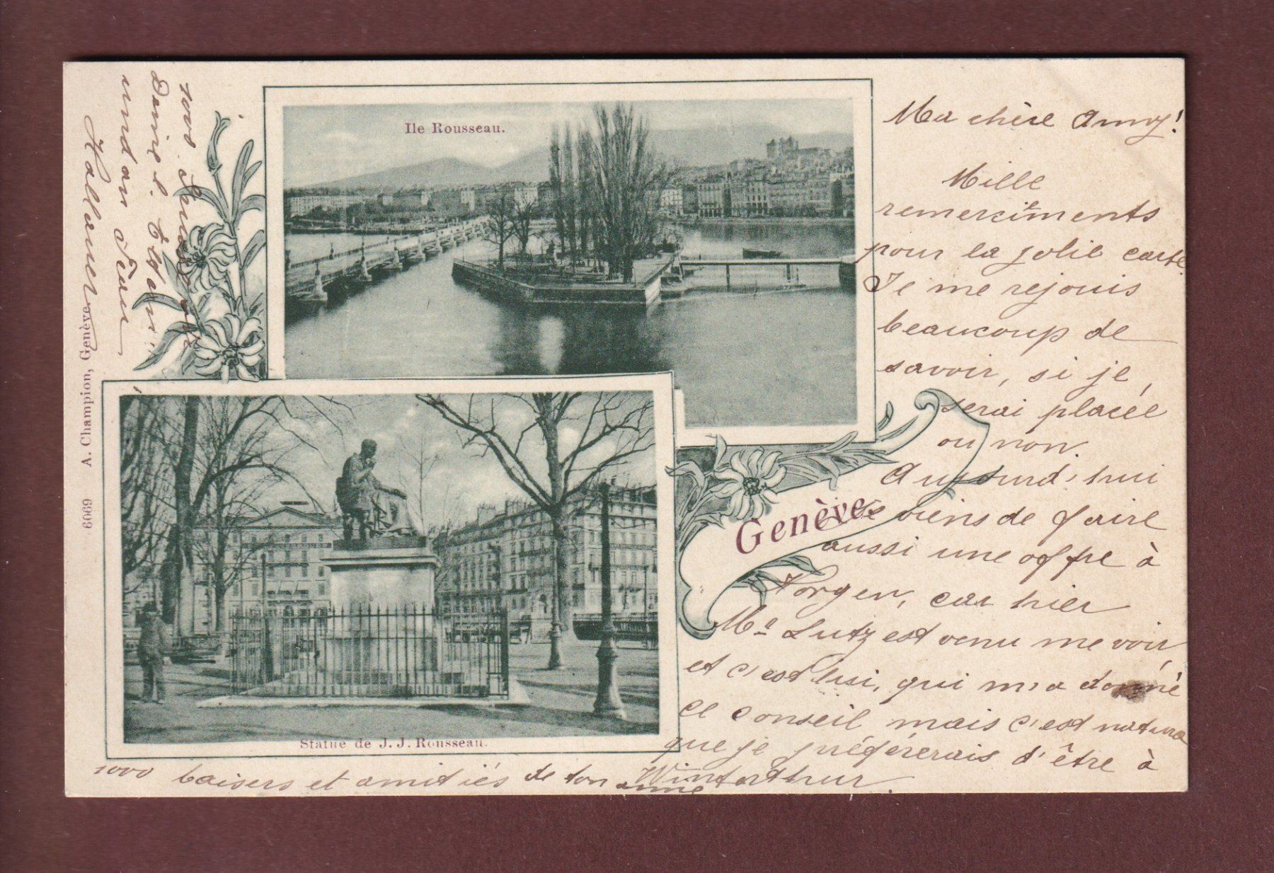 Cartoline postali: GENEVE - Multivues - 1899 – Usato da Pully venduto da nicecards