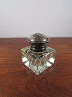 Antikes Tintenfass Jugendstil aus Kristall  925er Silber
