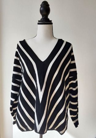 ONLY Oversize Pullover Gr. XL Streifen V-Ausschnitt Viskose