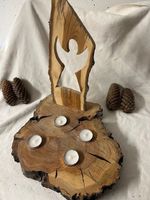 Tee Licht Halter aus Baumstamm Deko Engel seld Made