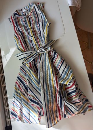 Amisu Summer Dress Size 4 USA / 34 EU, Striped, Belted