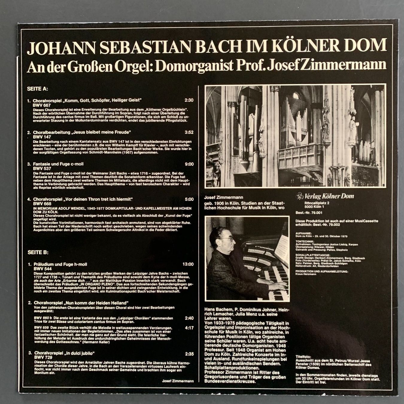 Dischi in vinile: Josef Zimmermann: Bach – Usato da Stans venduto da Abukadnezar 1
