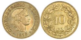 10 Rappen von 1918 Messing (Stempelglanz)