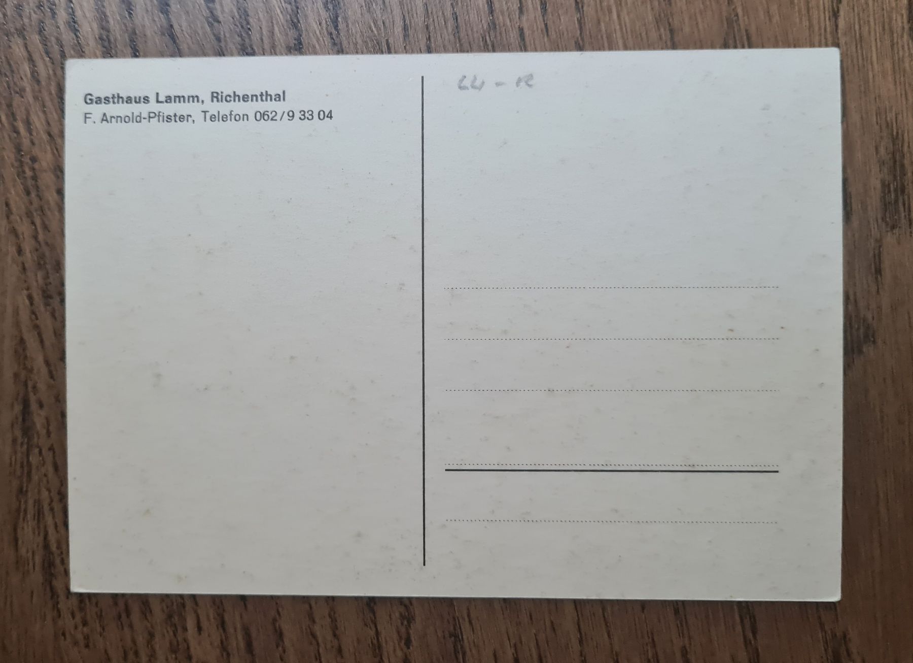 Cartoline postali: Gasthaus Lamm, Richenthal – Usato da Ebikon venduto da Donar50 1