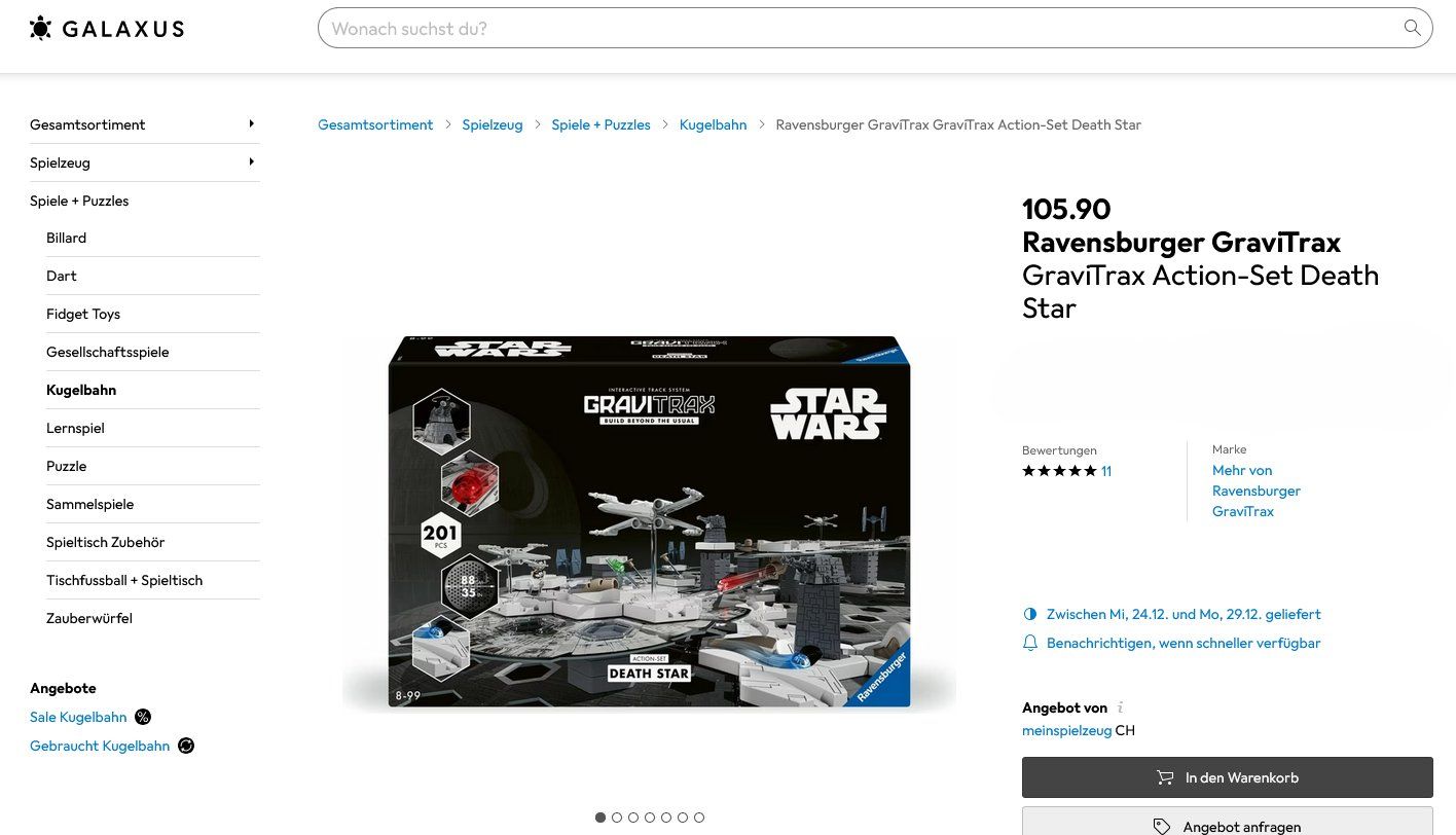 Ravensburger Giocattoli: Ravensburger GraviTrax Action-Set Death Star / Starterset – Nuovo e nell'imballaggio originale da Oensingen venduto da Liquidations-Shop 2