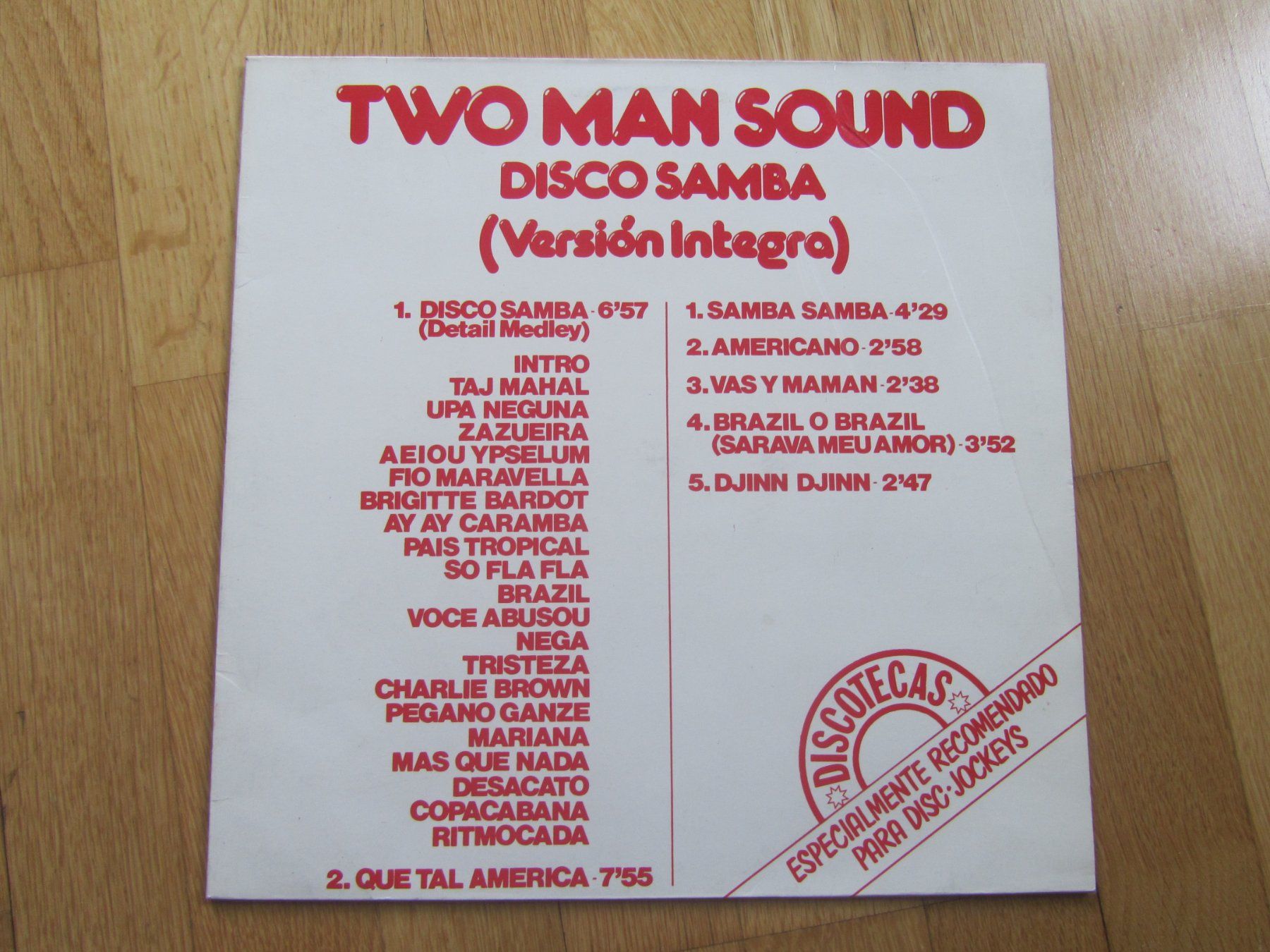 Vinyles: Two Man Sound - Disco Samba (Version Integra) Vinyl – D'occasion à Seengen par mikelele