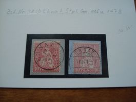 2 Abschnitte sitzende Helvetia Stempel Ebnat, Zumstein 38