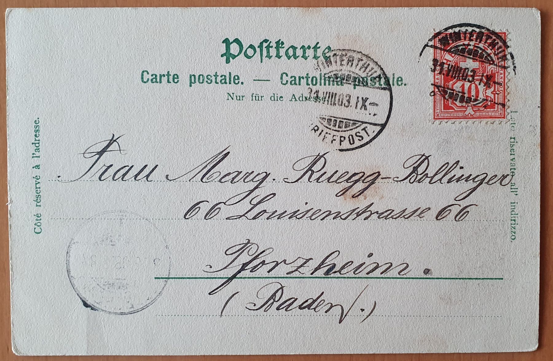 Cartoline postali: Winterthur  - Bahnhofsplatz 1903 – Usato da Kreuzlingen venduto da Rschweiz1 1