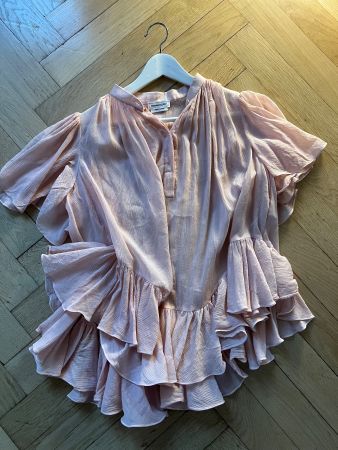 Alexander McQueen Bluse Rosa Seide/Baumwolle mit Rüschen