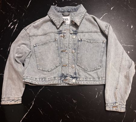 Zara Cropped Jeansjacke Hellblau – Gr. M
