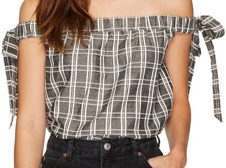 🌸 Check Off-The-Shoulder Top –Neuware Small
