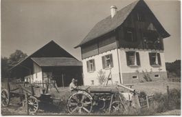 LANDWIRTSCHAFT/BAUERNFAMILIE 1920 Traktor+Mistwagen ZH/TG?
