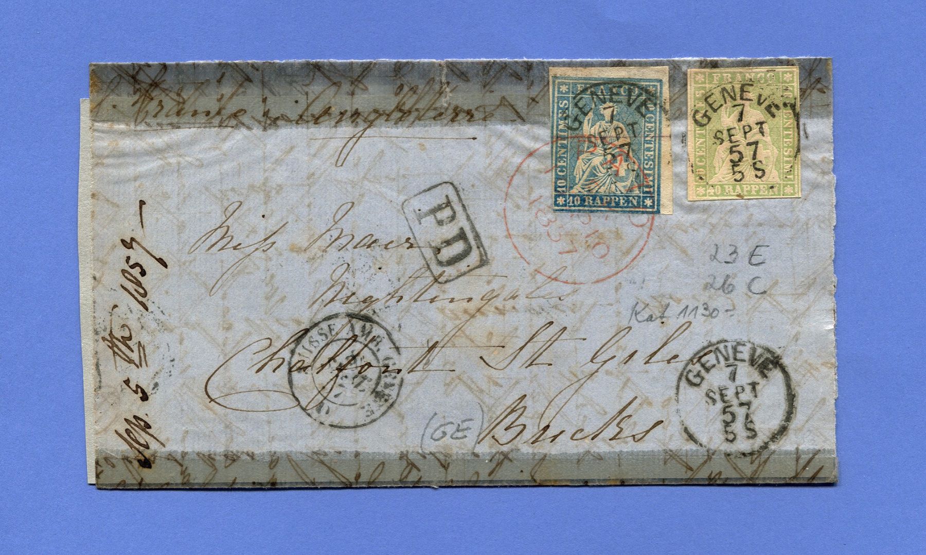 Tutti i francobolli: Strubelbrief von Genf nach England – Usato da Maggia venduto da philtrade