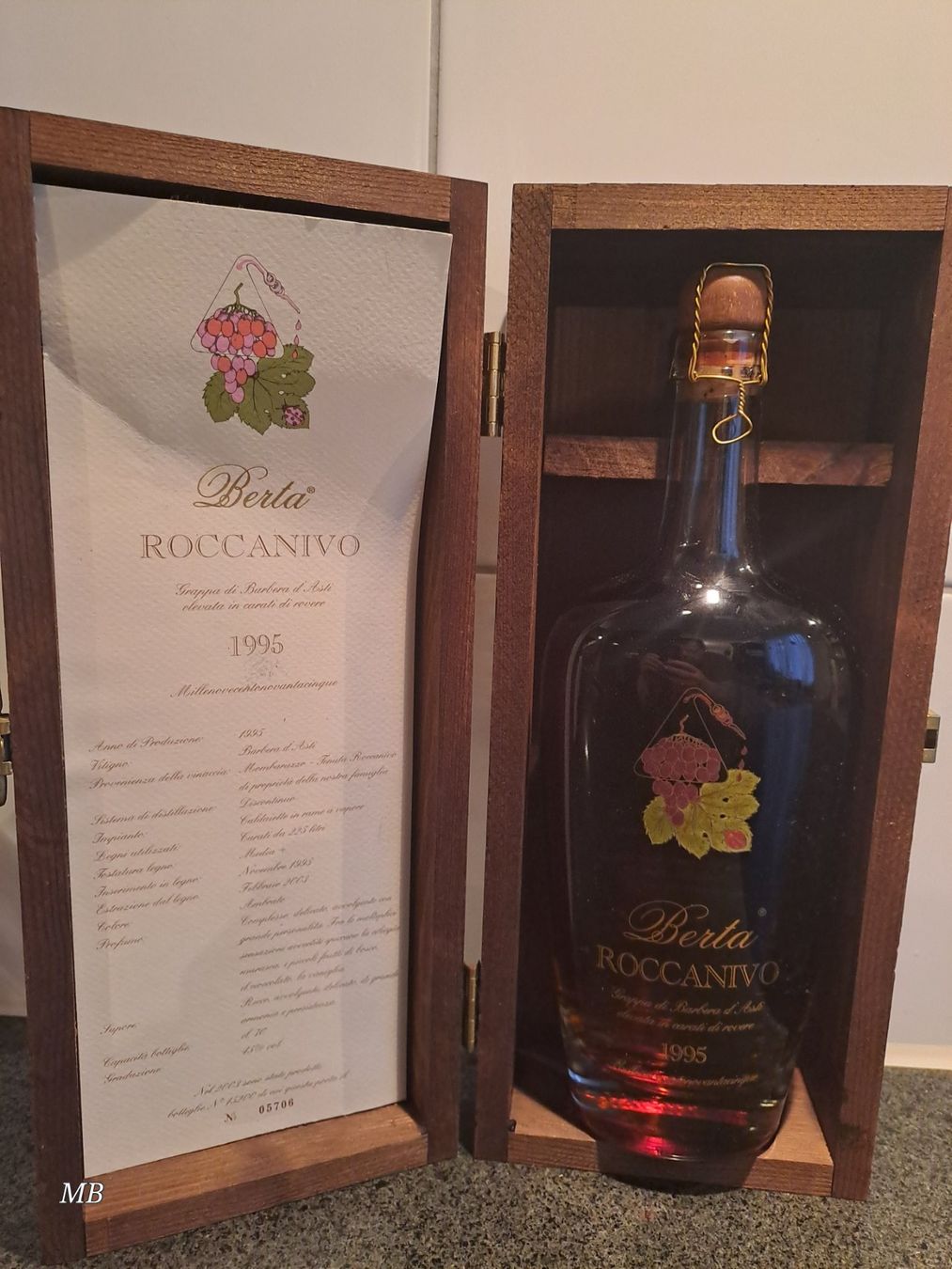 Berta Bevande alcoliche: Berta Grappa Roccanivo 1995 mit OHK – Nuovo e nell'imballaggio originale da Elsau venduto da Kellerraeumung